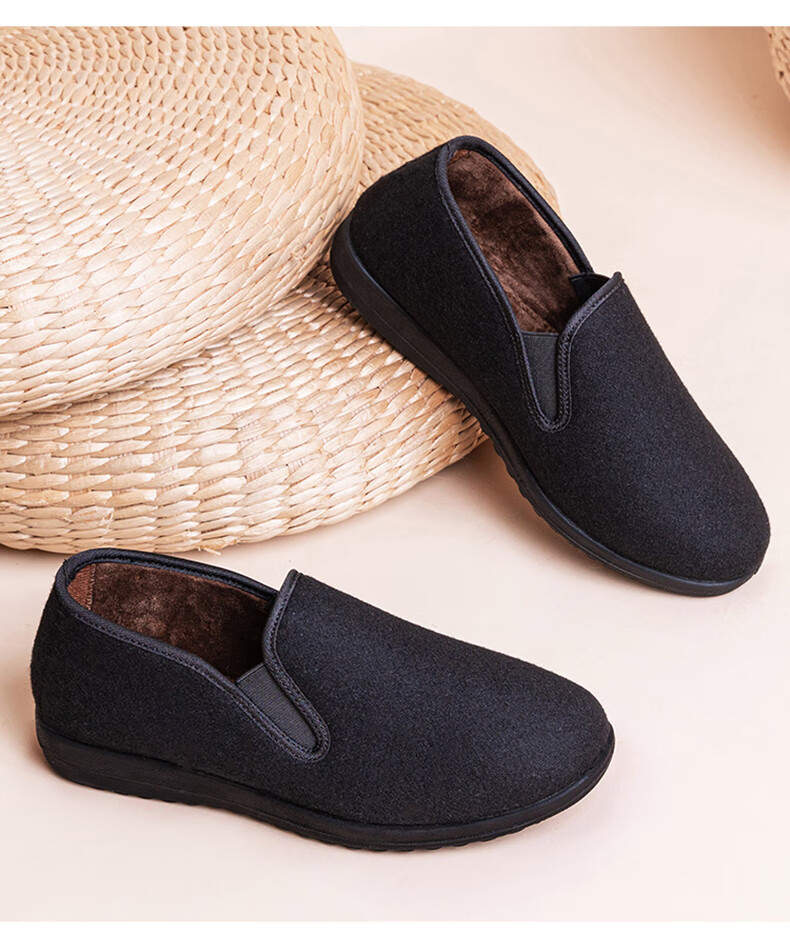 老北京布鞋女呢子面棉鞋冬季加绒保暖老年人传统布鞋橡胶底 红色 39