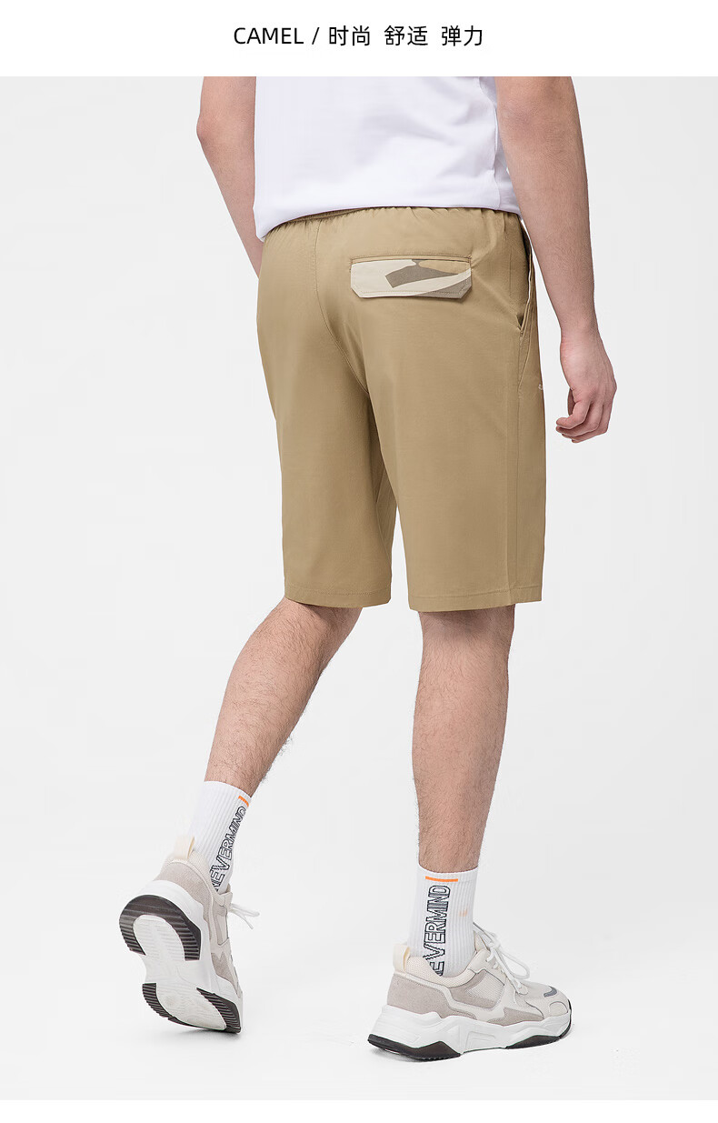 骆驼男装春夏季薄款潮流运动休闲宽松工装短裤男五分裤黑色xxl