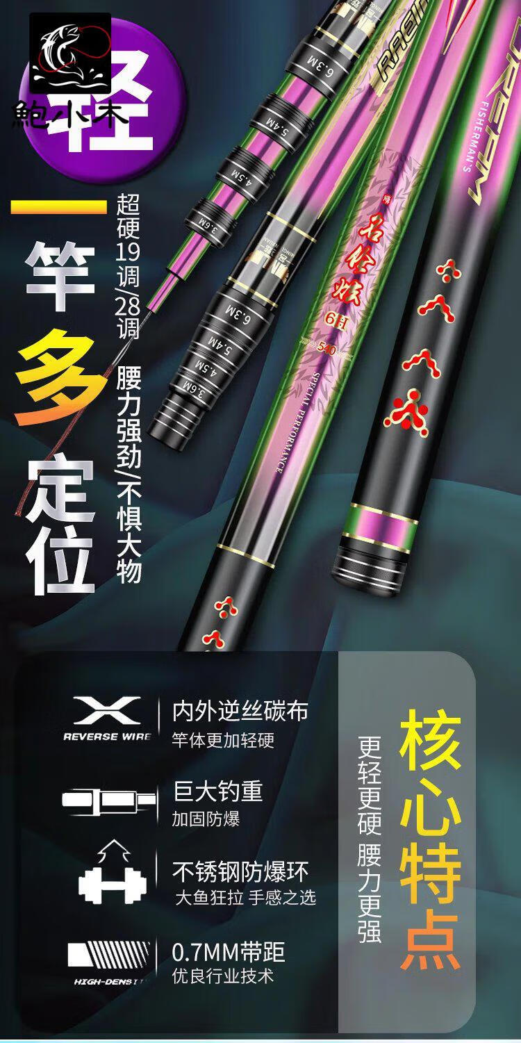 名伦官方炫鱼竿手竿钓鱼竿十大品牌综合性台钓竿超轻超硬钓杆轻量化