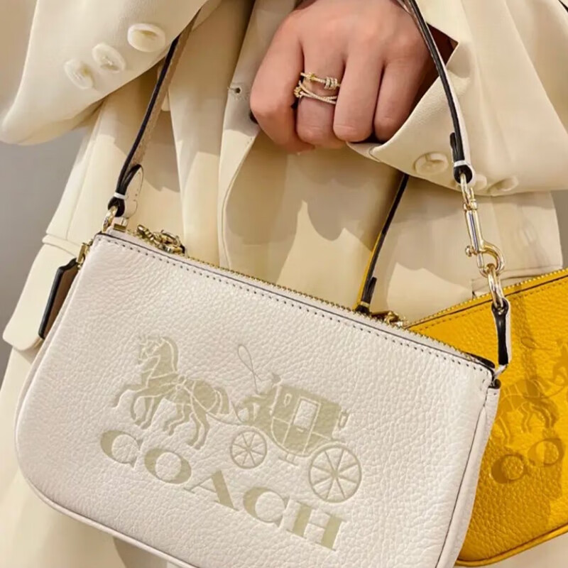 coach蔻驰包包nolita19马车印花皮革麻将包女士手拿腕包手提腋下包c
