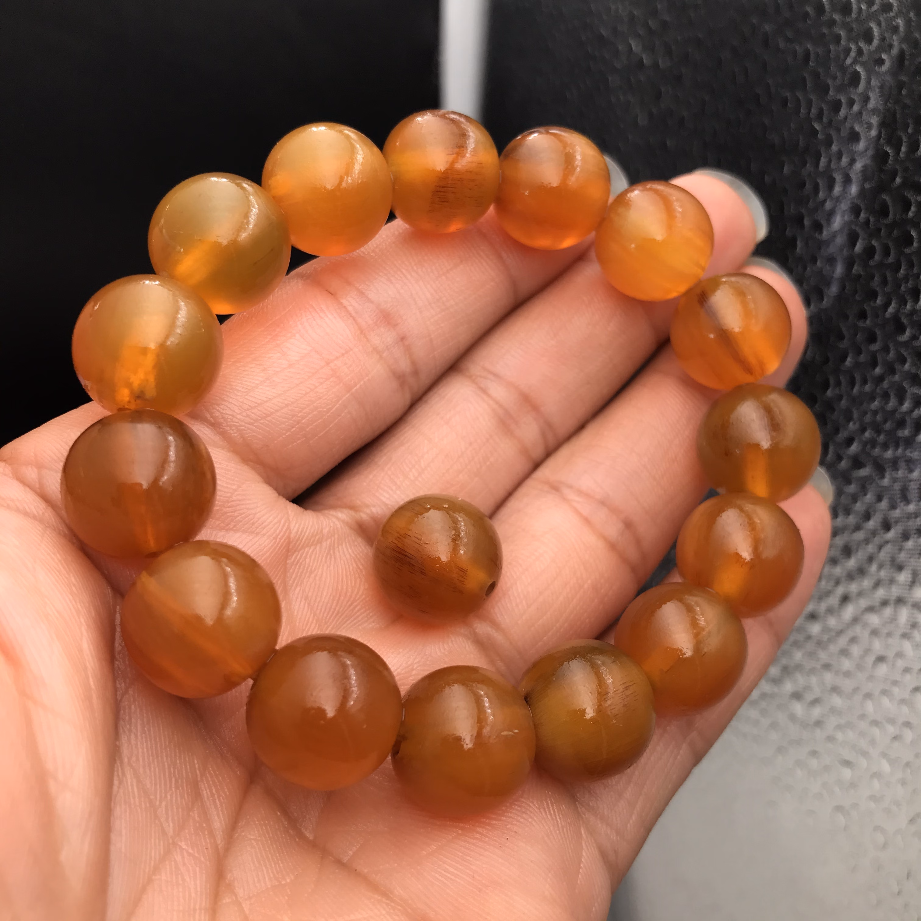 文玩收藏真品旋羚血丝羊角手串佛珠手链民族风男女情侣 羚羊角手串sn