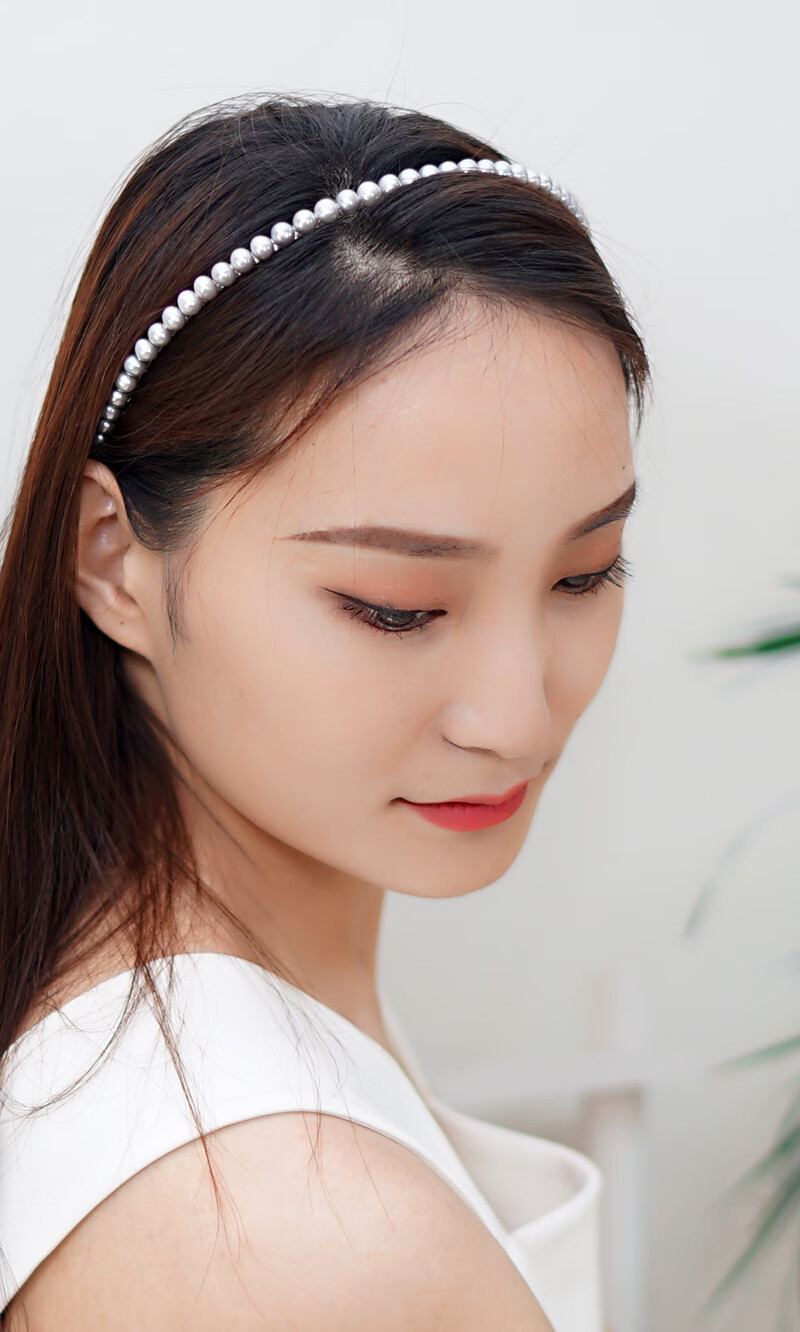 淡水珍珠发箍头箍手作韩版简约发饰头饰真珍珠时尚黑色灰色瑞丽女