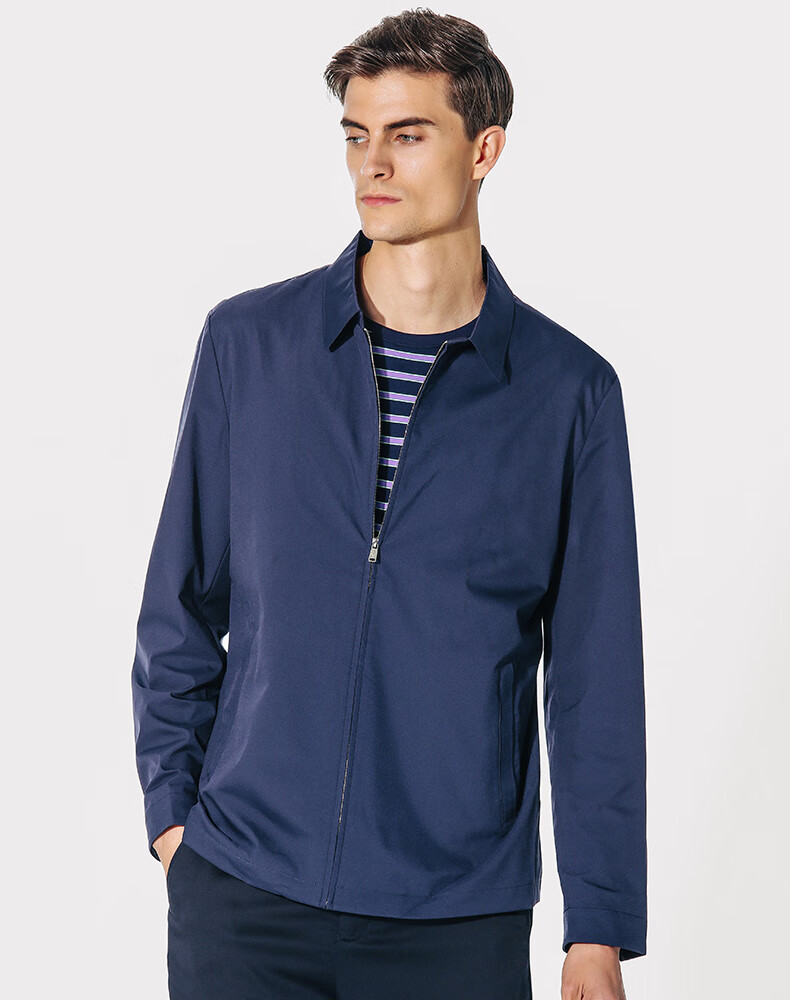 比华利保罗春季薄款夹克男外套商务休闲翻领男士工装上衣深蓝色48