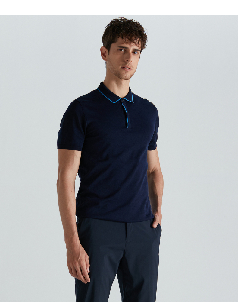 【桑蚕丝】劲霸男装夏季柔滑舒适真丝短袖t恤男半袖体恤btld2672 深兰