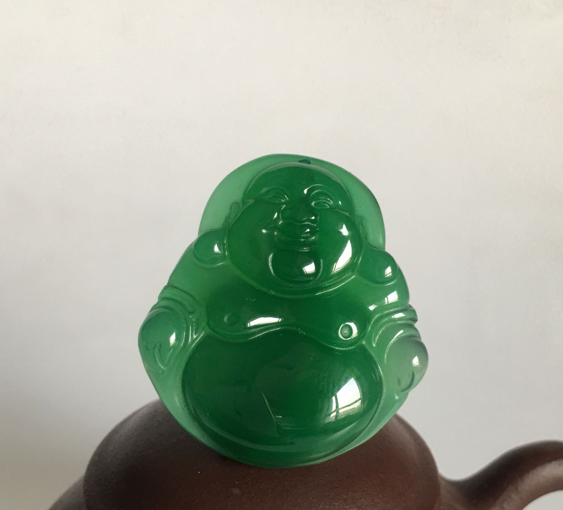 天然和田玉碧玉帝王绿玉佛吊坠挂件碧玉佛