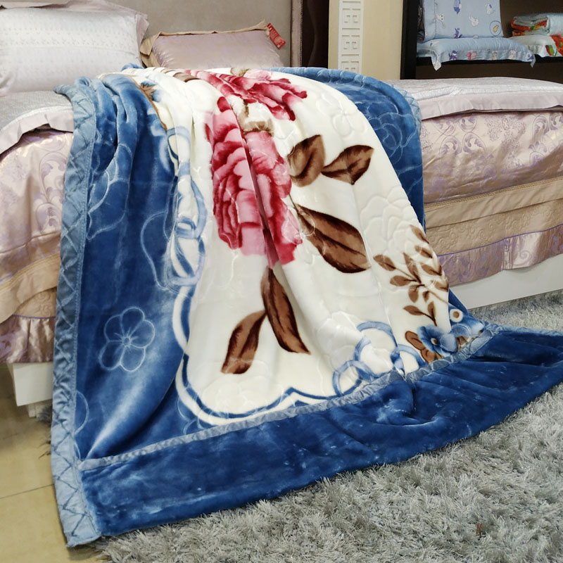 美雅毛毯毛毯双层同花春秋毯24kg150x200格子杏150x200