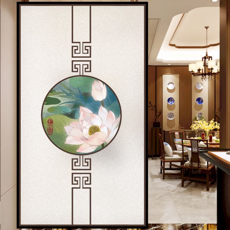 ‼️尊泉 古典中式复古屏风式玻璃贴窗花贴画窗户移门贴纸静电磨
