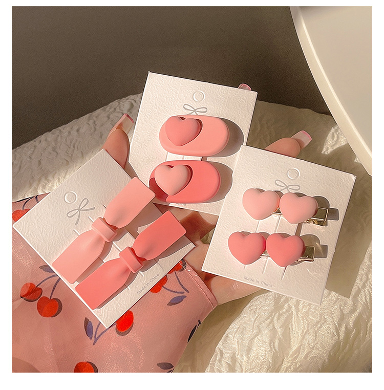 粉色儿童小发夹边夹女侧边可爱发卡子鸭嘴一字夹夏季刘海夹子头饰 双