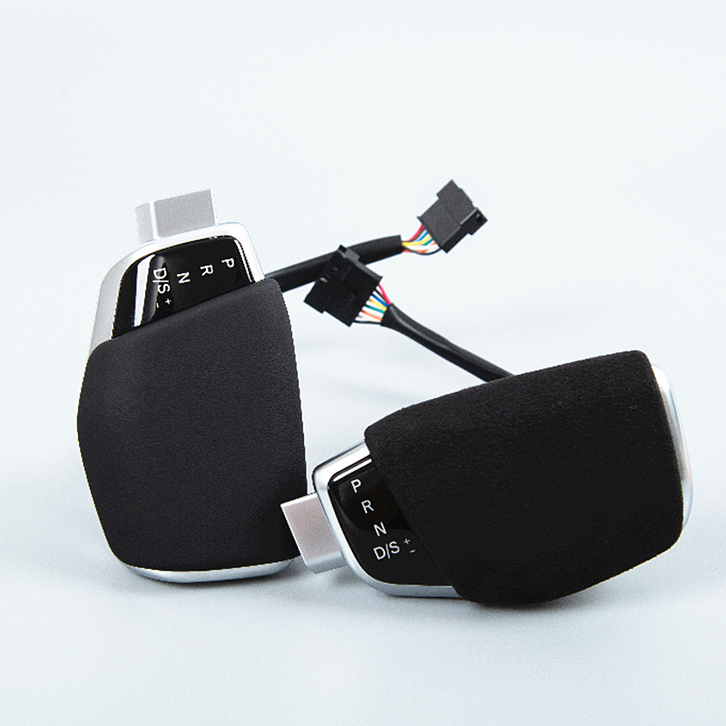 改装电子挡把头档位换挡杆挂挡把a6l游艇式led灯光翻毛挡把真皮防尘套