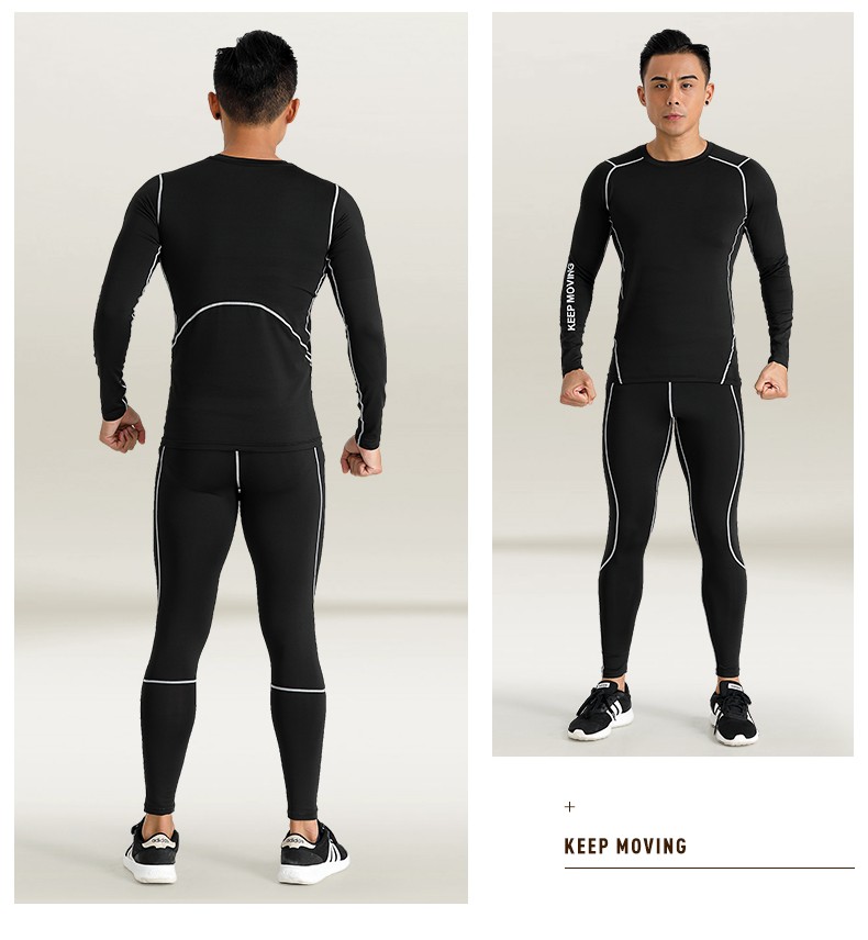 jeep吉普户外速干衣裤套装跑步服保暖内衣男士紧身冬季加绒大童加厚