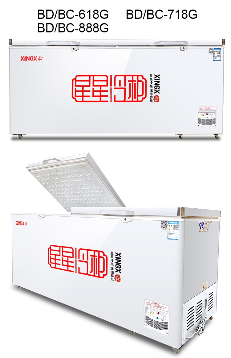 星星xingx商用大容量卧式冰柜单温冷藏冷冻转换柜单门双门三门雪糕