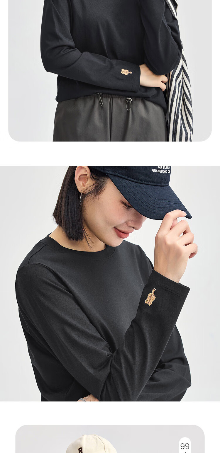 Zara Women's Long Sleeve Cotton T-shirt with Animal Embroidery Casual Round Neck Pullover 05324859 9