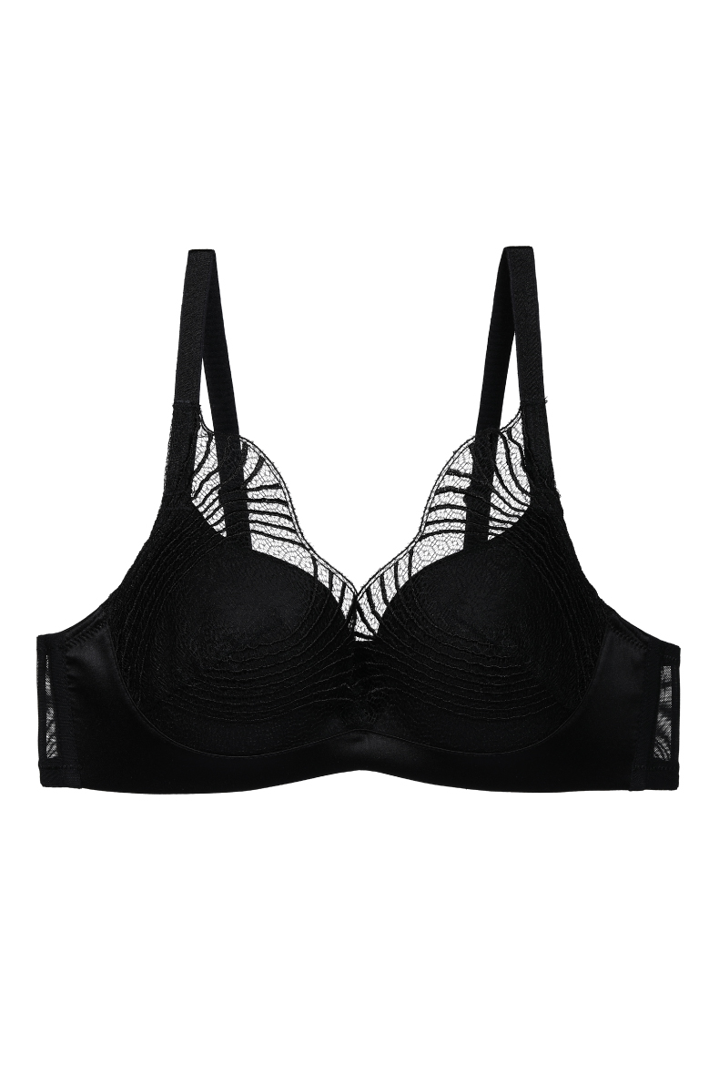 爱慕文胸女士内衣宫3/4连体无托无钢圈聚拢文胸中模杯文胸am174611 黑