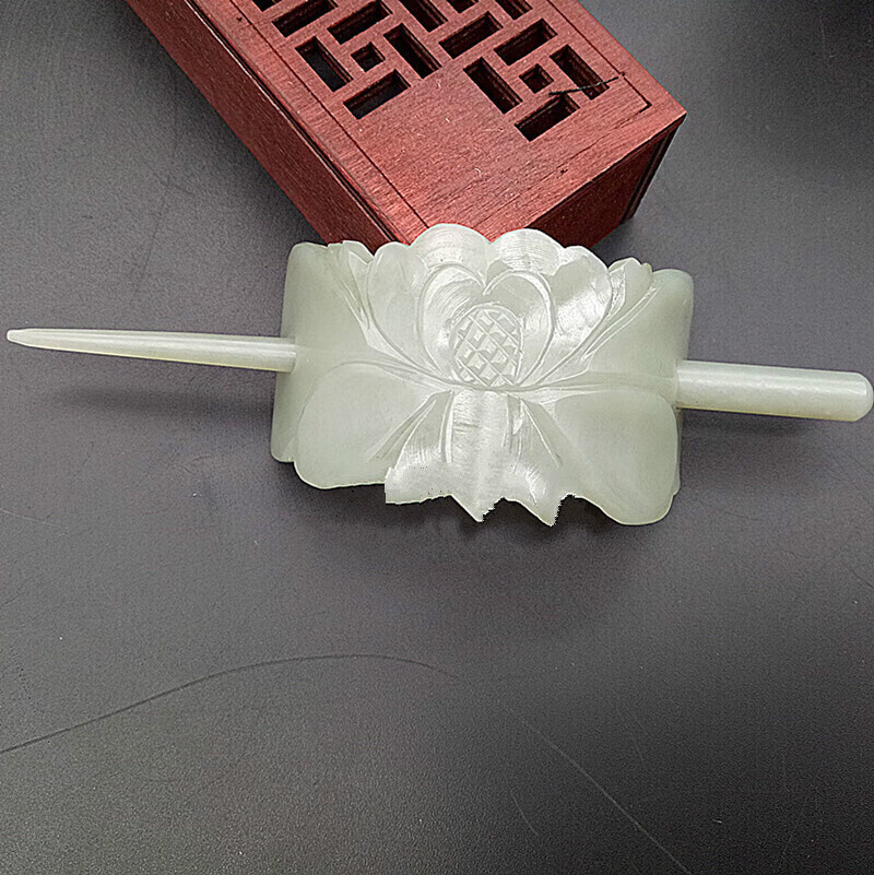 发冠头饰复古帽冠套簪发箍汉服古装拍摄道具 花开富贵玉发冠【图片