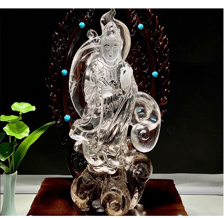 2022新款财神爷佛像天然白水晶观音佛像摆件大日如来释迦摩尼地藏王