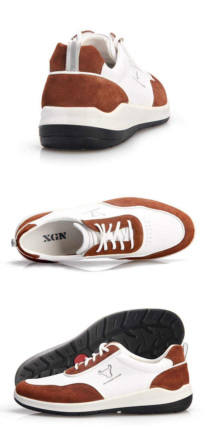 xgn小公牛男鞋2022年春季新款户外休闲鞋真皮透气防水旅游鞋子男乐步