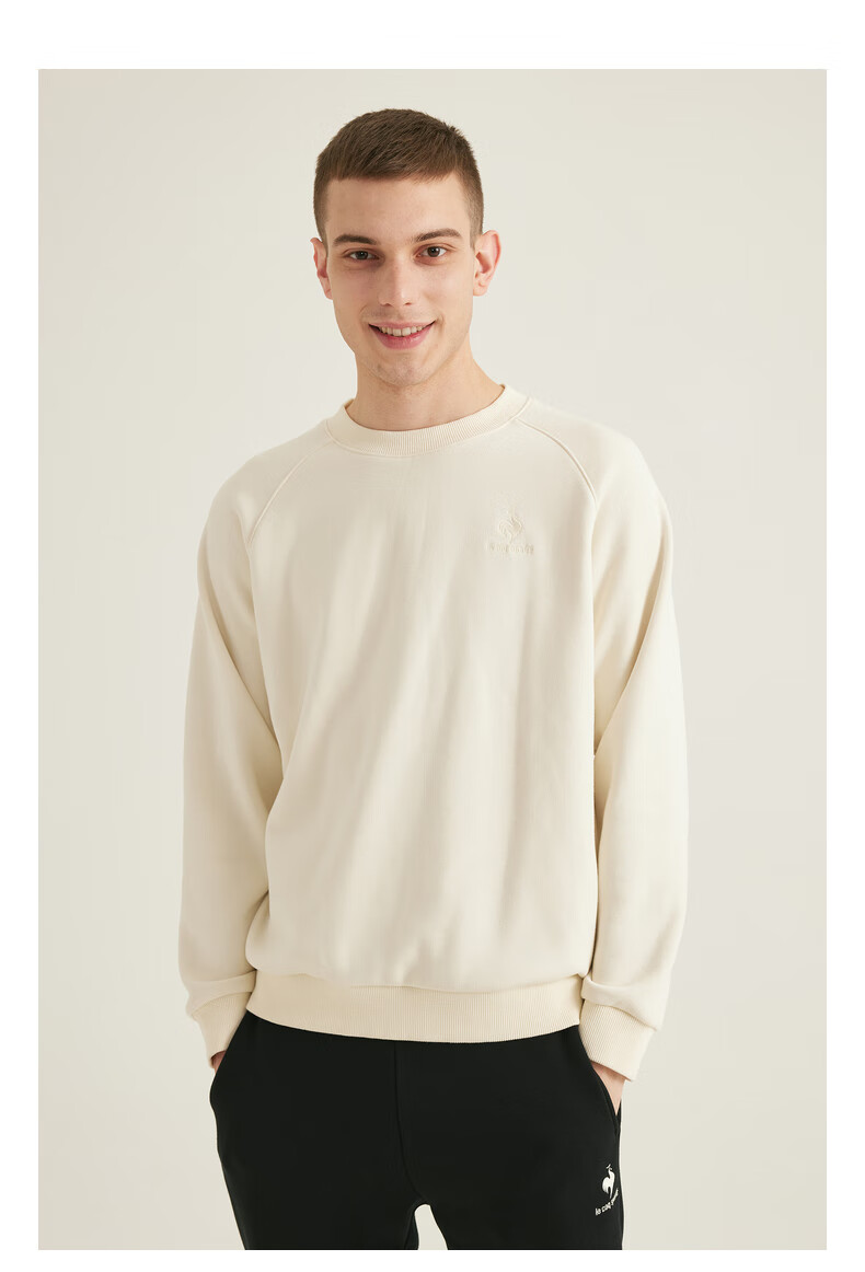 乐卡克法国公鸡品牌运动休闲系列舒适保暖圆领套头衫男女同款卫衣 原