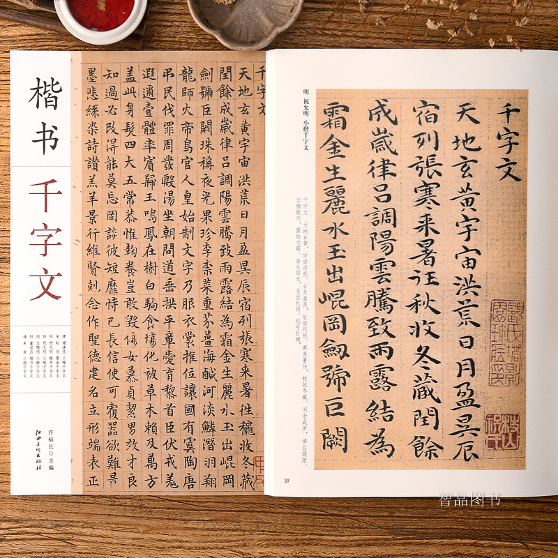 褚遂良赵佶祝允明文徵明董其昌朱耷楷书千字文 毛笔软笔楷书练字帖