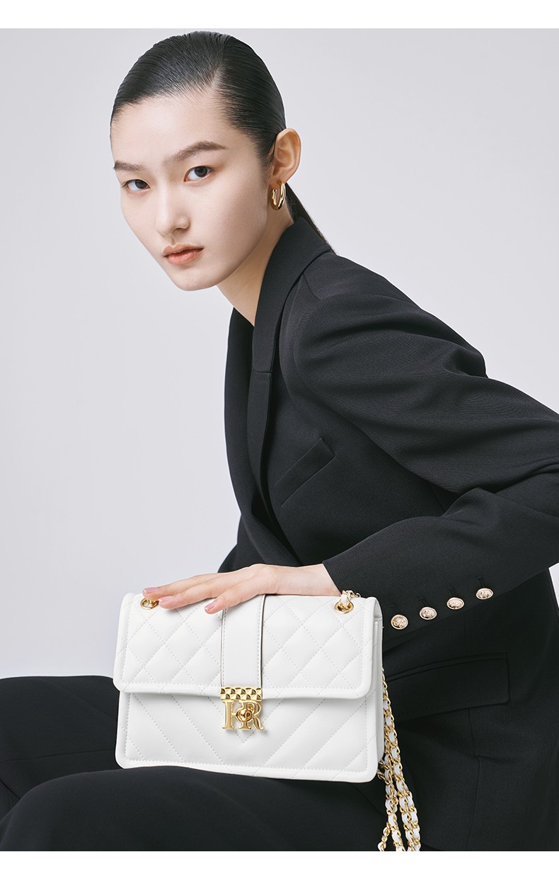 hr赫莲娜2021新款菱格链条包小香风轻奢女包优雅时尚腋下包女士单肩斜