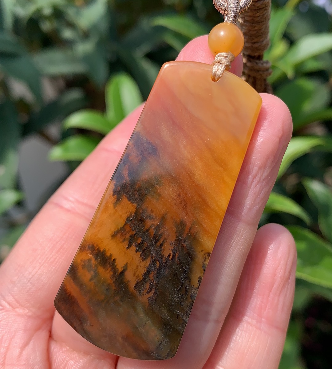 k&k宝钰天然黄龙玉鸡油黄水草花平安无事牌吊坠挂件证书人气新