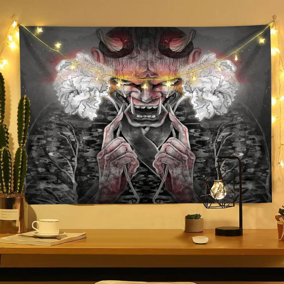 kankeirr日式挂布浮世绘般若直播间背景布宿舍房间卧室装扮装饰墙布