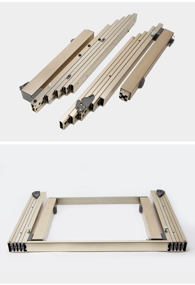 多功能隐藏式餐桌滑轨 平推带脚折叠餐台抽屉可伸缩轨道五金配件 440