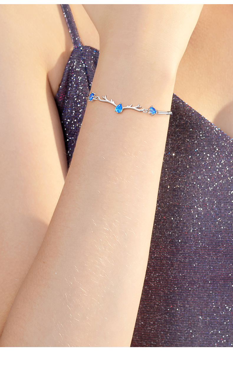 一路有你手链纯银女ins小众设计鹿手饰轻奢精致生日