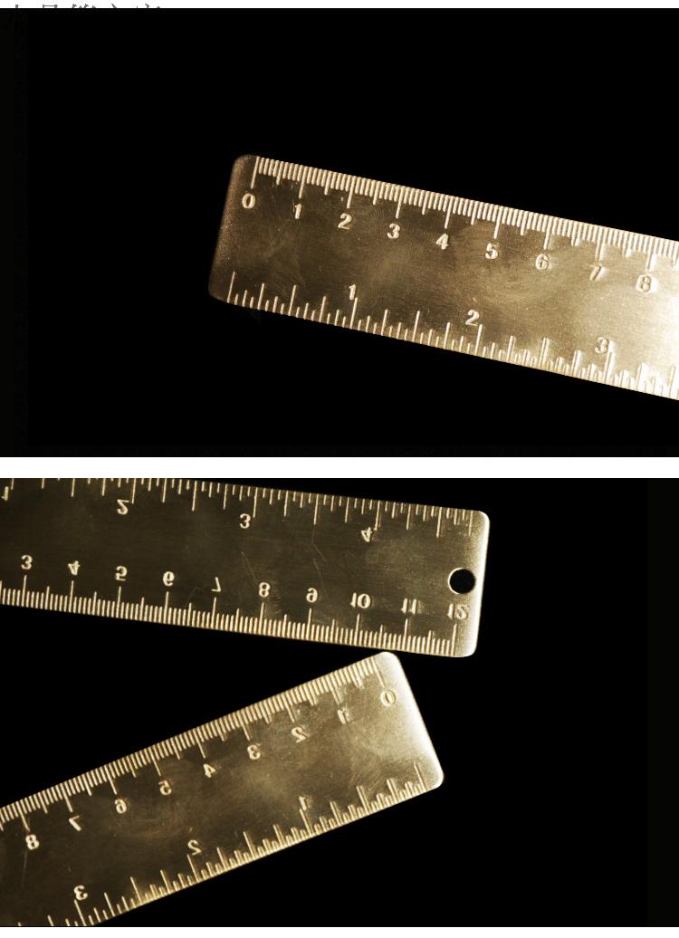 纯黄铜制品 edc工具刻度尺 便携式复古书签 12cm黄铜尺【图片 价格