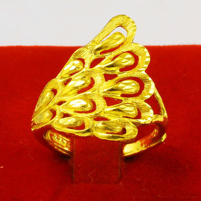 黄金戒指999足金女款孔雀指环凤尾戒子豪华结婚金首饰凤戒万金548558g