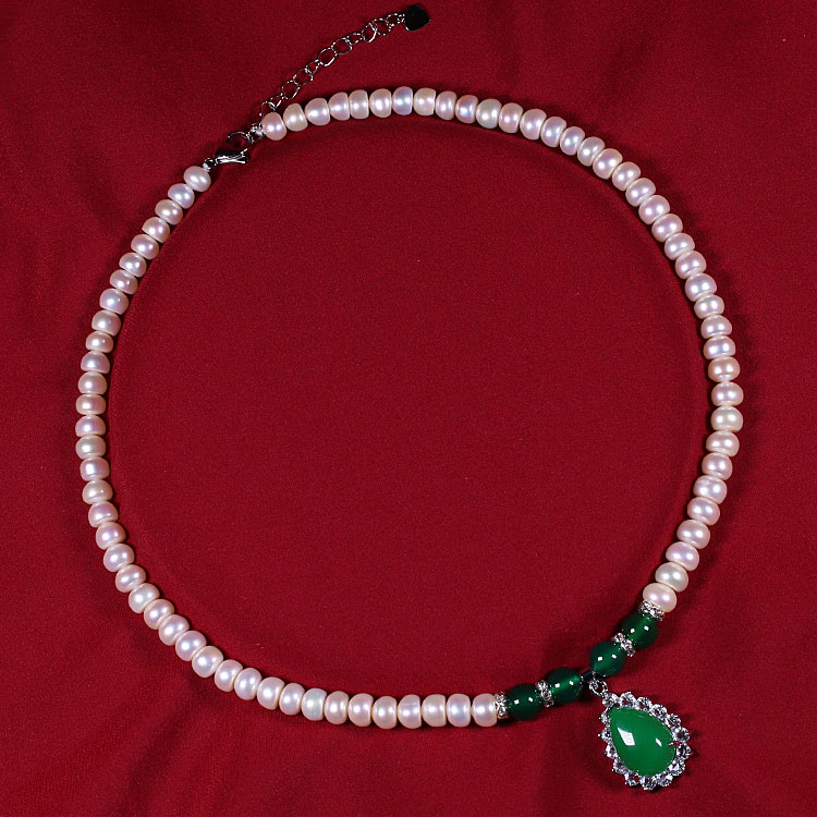 珍珠项链天然珍珠玛瑙项链妈妈款送妈妈婆婆老人母节礼物 珍珠 红珠款