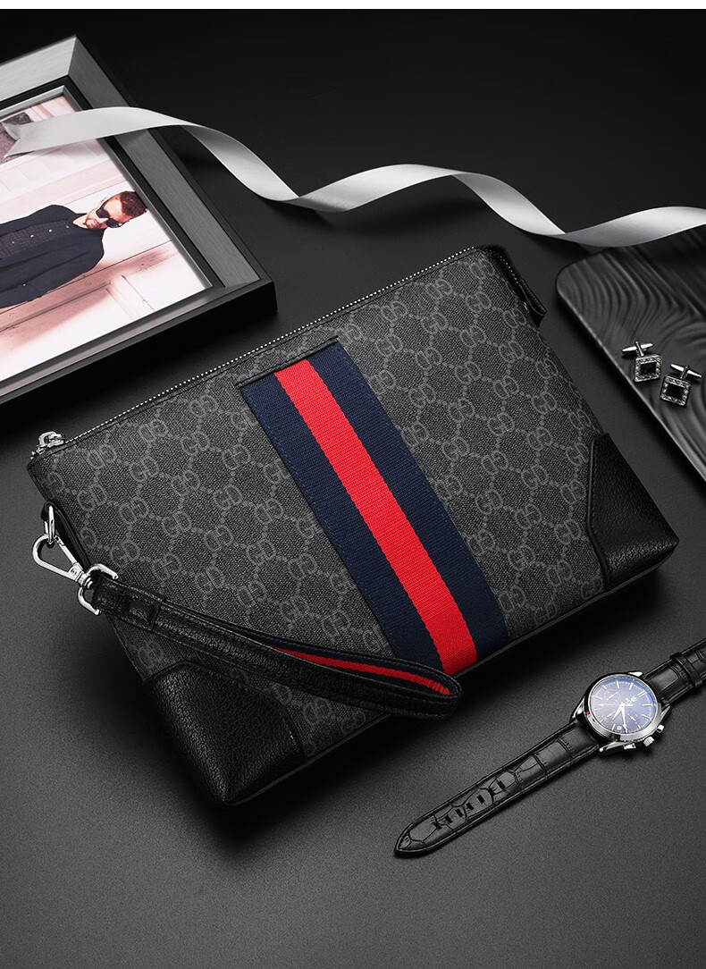 caecnkoecn手拿包男真皮大容量软牛皮信封包商务休闲男士手包手抓包