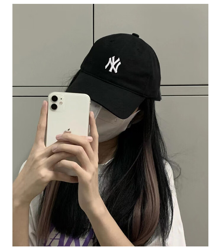 韩国mlb帽子棒球帽小标可调节ny洋基队la男女款鸭舌帽32cp77 白色小标