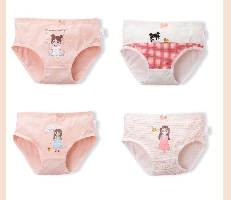 南极人4件儿童内裤女童中大童棉质平角内裤714岁女孩学生三角内裤