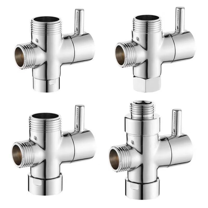 2022新款花洒配件大全花洒分水器全铜快开淋浴三通一进二出分水阀4分6