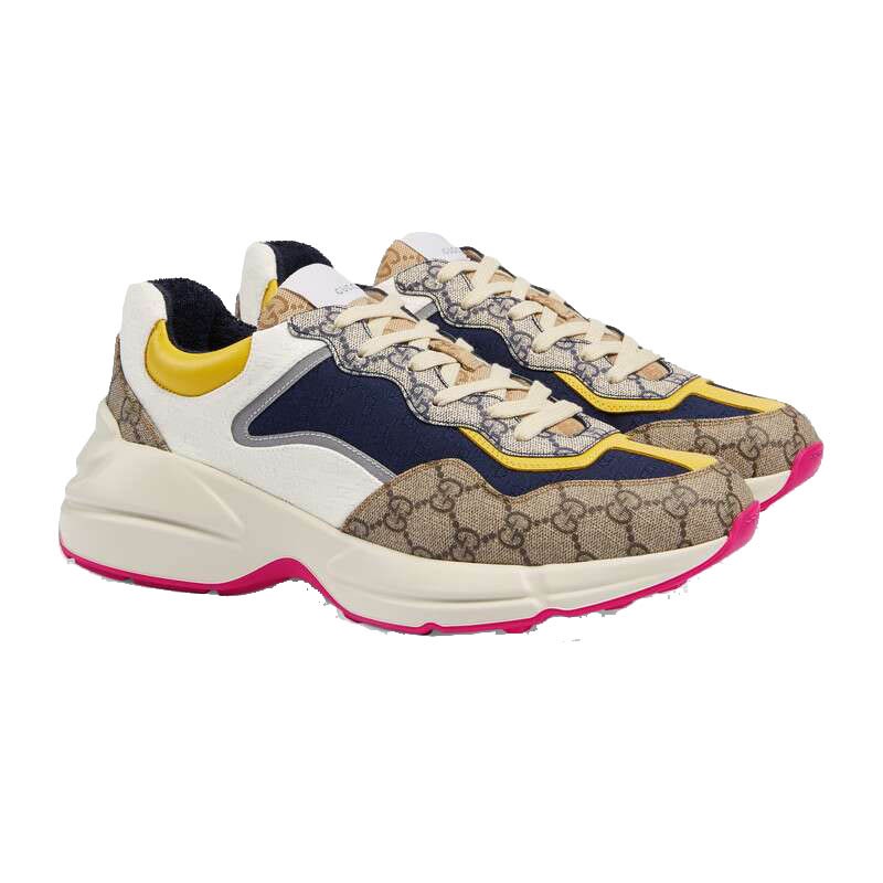 gucci古驰男鞋双g纹rhyton复古休闲运动鞋老爹鞋619891 99wg0 6060