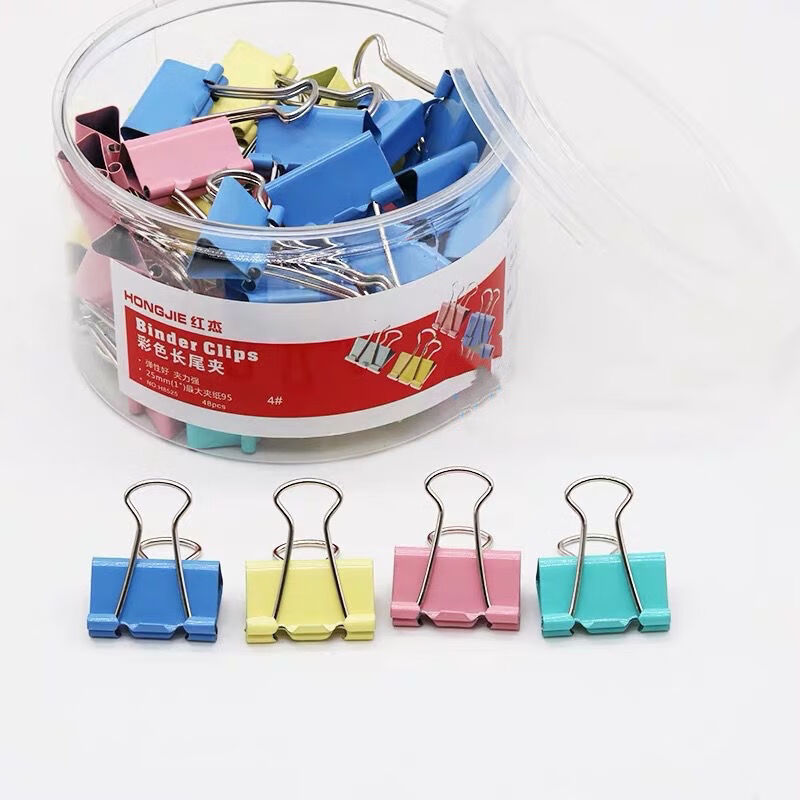 现货直发彩色长尾夹学生文具用品长尾夹子大小号试卷票夹燕尾书本夹子