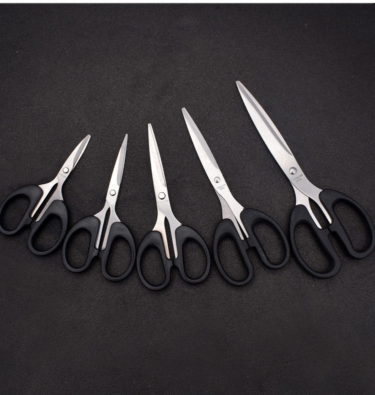 家用办公文具剪刀不锈钢手工小剪刀缝纫剪纸专用剪子大中小号批发黑色