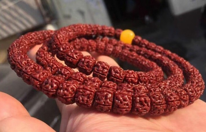 顶盈尼泊尔一代盘龙纹小金刚菩提子108颗梅花桩双龙男士手串原籽佛珠