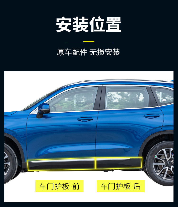 适配第三代哈佛哈弗h6侧裙边车门下护板外护板下边梁防擦条装饰板 右