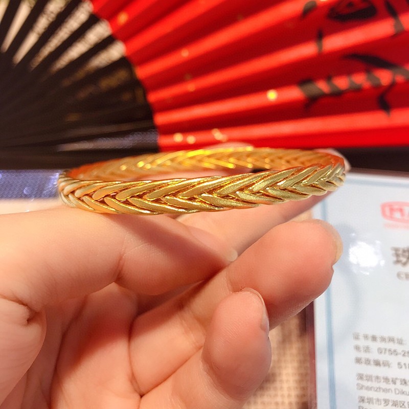 520礼物金喜晟古法编织金手镯实心传承黄金手镯足金999女款生日礼物
