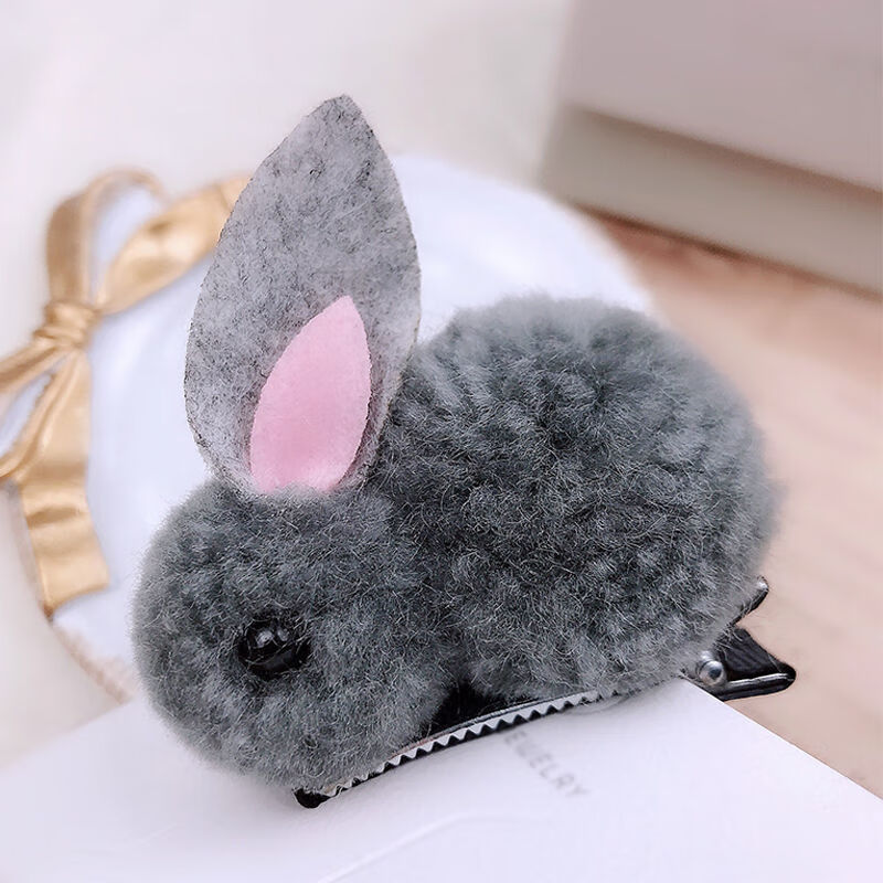 beauty日韩新款毛绒兔子发夹女可爱少女心夹子学生小兔子边夹小孩发卡