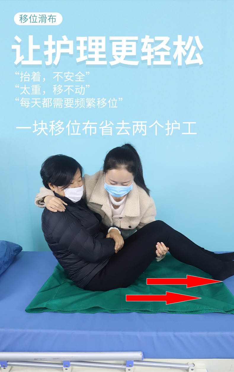 蒙泰apn移位滑布转移垫瘫痪病人卧床翻身起身滑布搬运老人移动护理