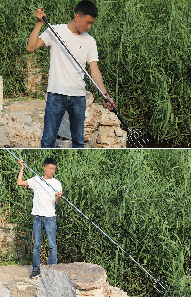 釣魚漁具不鏽鋼帶倒刺搭鉤割水草鐮刀水草刀大全 四齒耙【圖片 價格