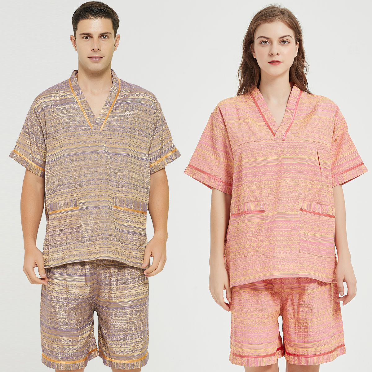 汗蒸服 男汗蒸服男女款桑拿服加肥加大码按摩浴服浴衣 男条纹黑色