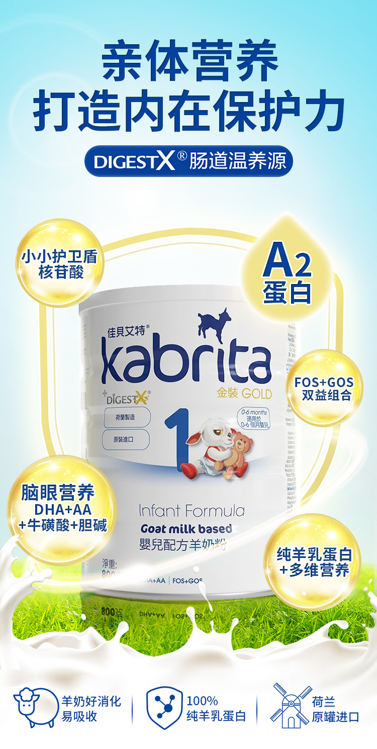 自营仓发港版佳贝艾特1段婴儿配方羊奶粉一段06月800g罐金装版港版金