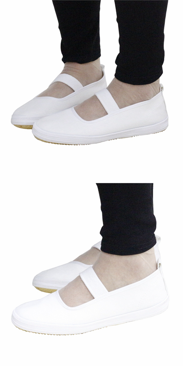 枫岚情 体操鞋免上海体操芭蕾白一带小白鞋女学生舞蹈鞋帆布套脚白