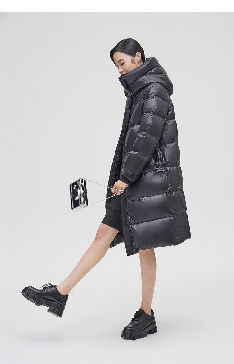 艾莱依大鹅羽绒服女2021年新款鹅绒反季高端长款冬季外套暖白色180