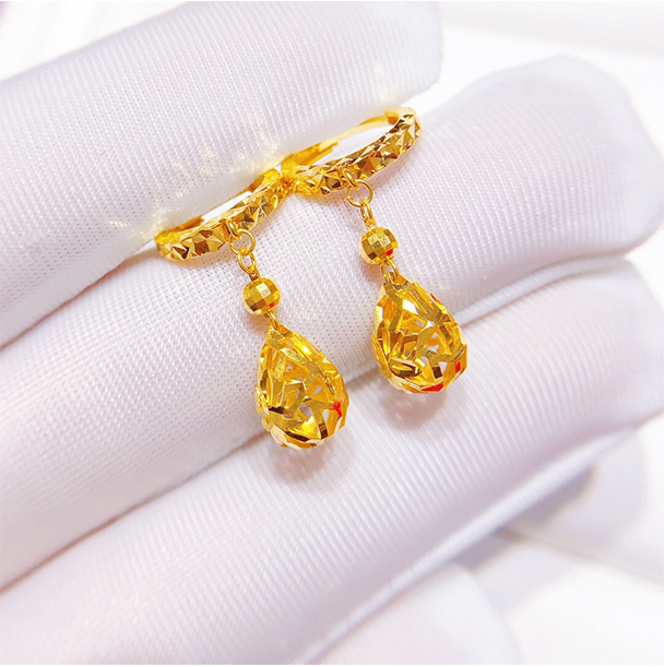 耳坠长款时尚2021年新款传承古法结婚订婚三金礼 a款黄金耳环【图片