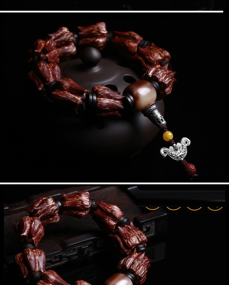 顶盈滴血莲花手串891011瓣菩提子佛珠手链牛血红原籽男女文玩饰品全8