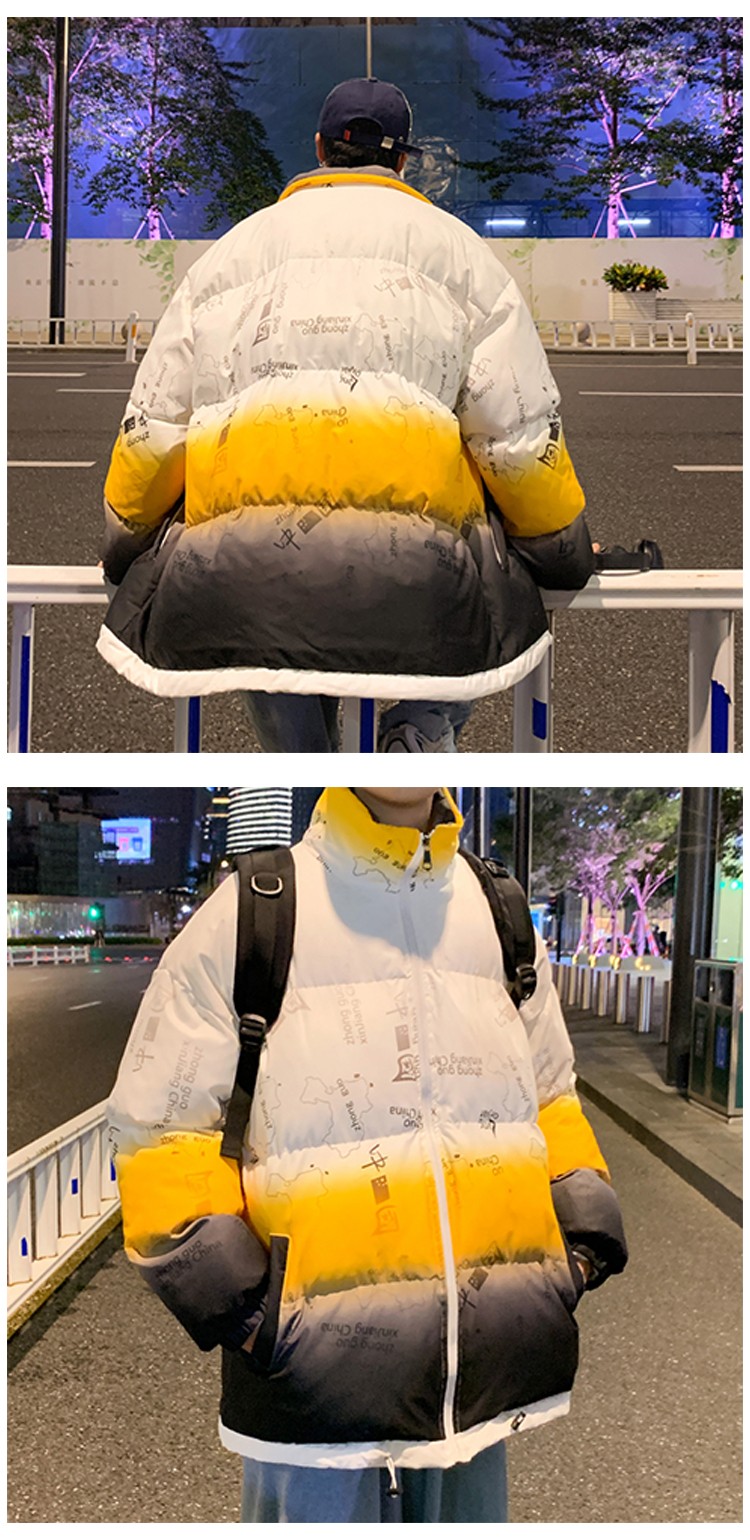 雅鹿捡漏特价羽绒服衣男休闲百搭时尚季2021冬装新渐变色中国地图手塞